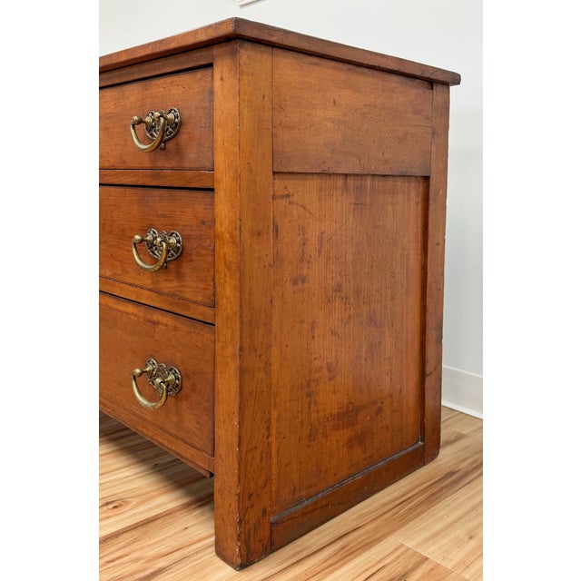 Brown Antique Three Drawer Wood Commode Chest For Sale - Image 8 of 10