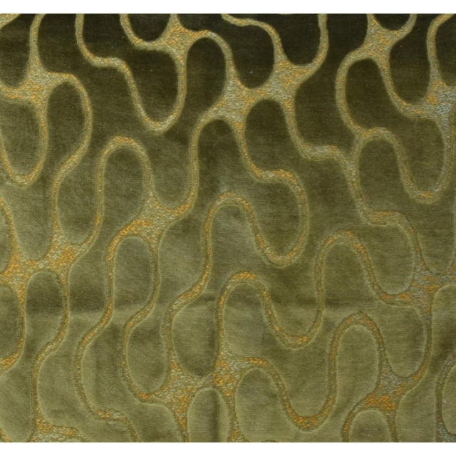 Mid-Century Modern Mid-Century Modern Style Abstract Green Velvet Feather/Down Pillow For Sale - Image 3 of 5