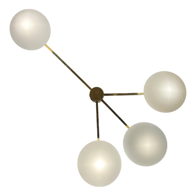 Re-edition Lamp in Brass and Murano Glass by Angelo Lelli for Arredoluce, 1960s For Sale