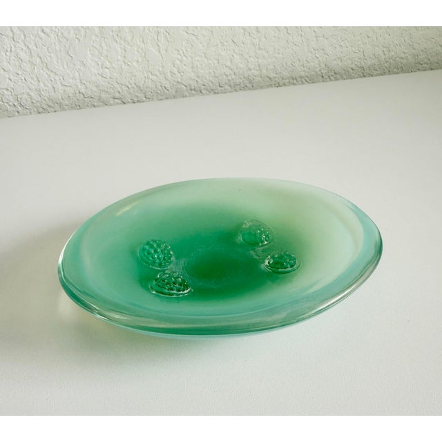 Mid 20th Century Murano Style Jade Green Glass Soap Dish For Sale - Image 5 of 6