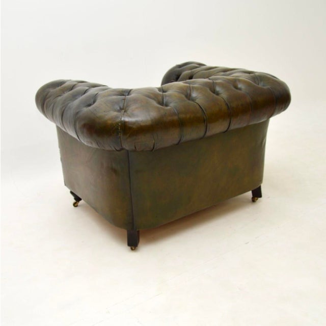Late 19th Century Antique Victorian Chesterfield Chair in Leather, 1880s For Sale - Image 5 of 13