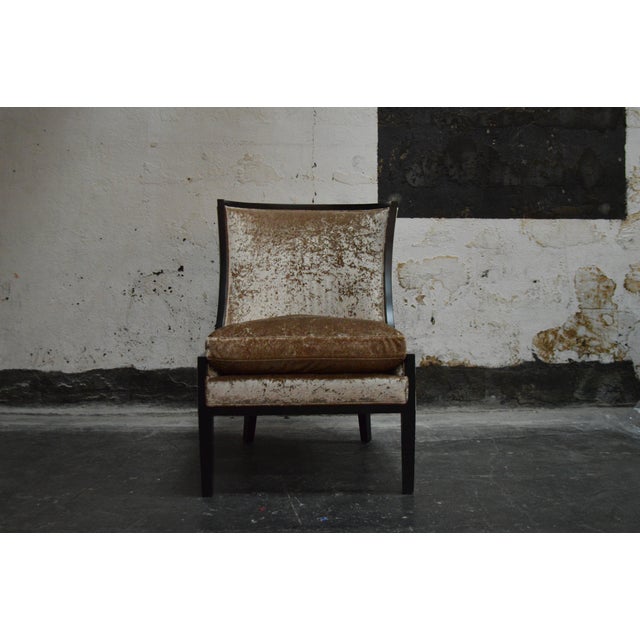 Contemporary Crushed Velvet Occasional Chair With Leather For Sale - Image 3 of 5