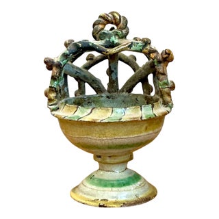 Vintage Polychrome Ceramic Crown Incensario For Sale