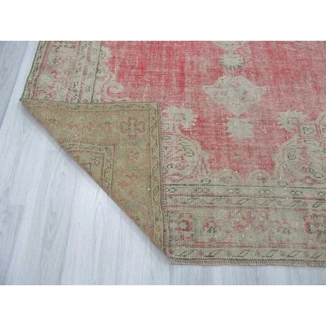 Vintage Turkish Oushak Distressed Rug- 6′11″ × 10′3″ For Sale In Los Angeles - Image 6 of 6