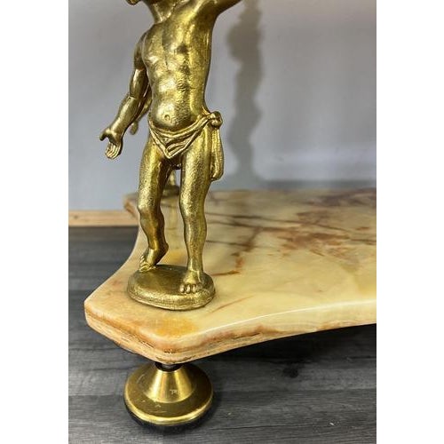 Vintage French Onyx and Brass Coffee Table with Ornate Marble Top For Sale - Image 9 of 18