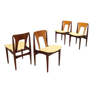 Vintage Wood and Cloth Chairs, Northern Europe, 1960s, Set of 4 For Sale