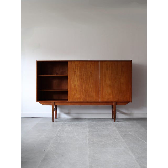 Vintage Danish Highboard in Teak, 1960s, in Good conditions. Designed 1960 to 1969