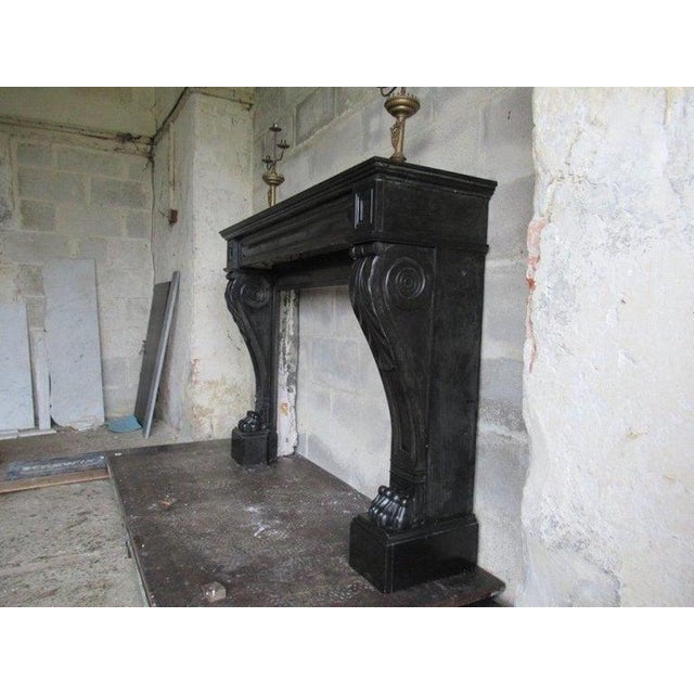 19th Century French Napoleonic Black Marble Fireplace For Sale - Image 4 of 9