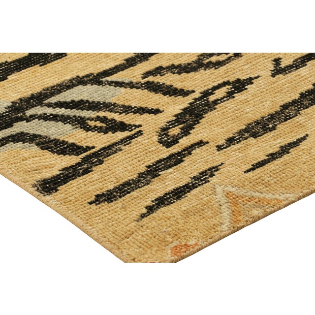 Rug & Kilim’s Distressed Square Tiger Skin Rug in Gold, Black and Gray Tones For Sale In New York - Image 6 of 7