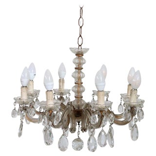 Antique Bronze and Crystal Chandelier, 1880s For Sale