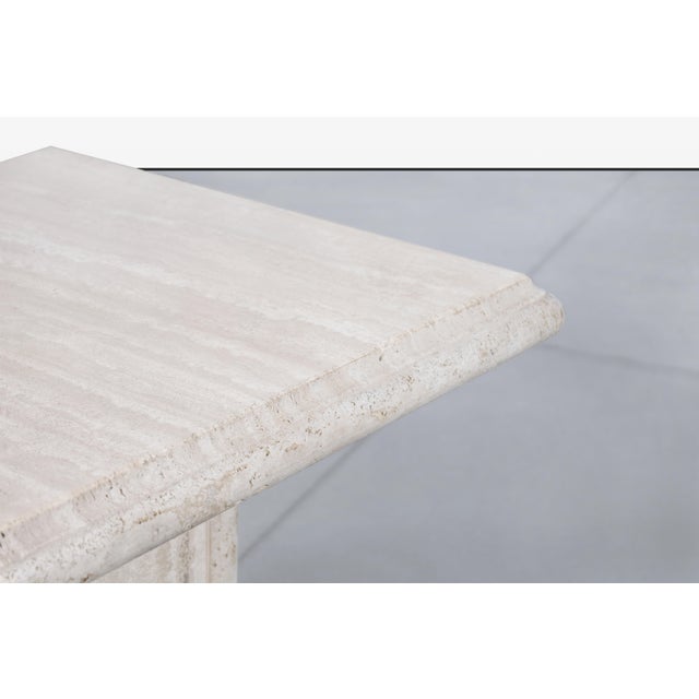 Vintage Italian Modern Travertine Side Tables With Bullnose Edge, 1980s For Sale - Image 13 of 13