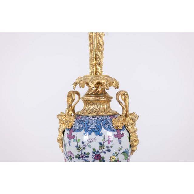Porcelain Table Lamps Decorated with Bronze Satyrs, 1880s, Set of 2 For Sale - Image 6 of 10