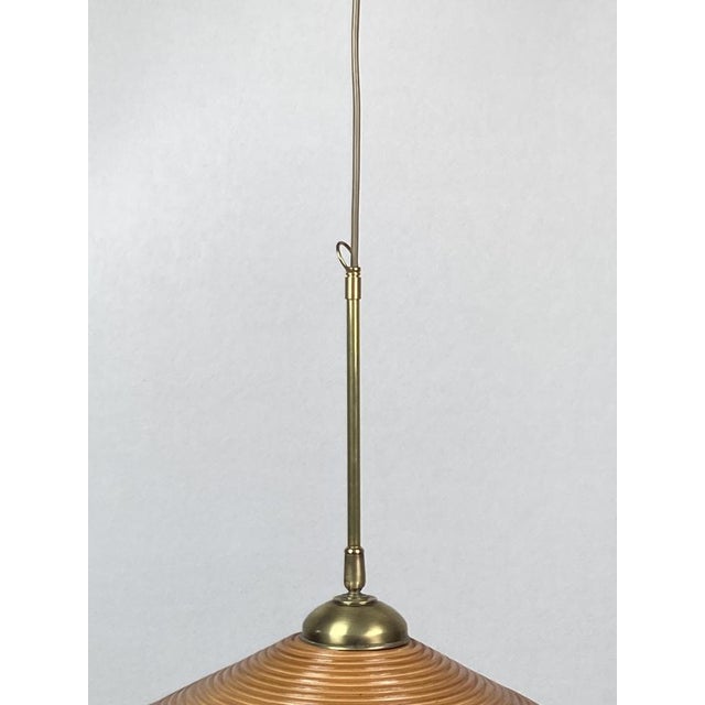 Pencil Split Reed, Rattan, Bamboo & Brass Pendant Lamp, 1970s For Sale - Image 15 of 17