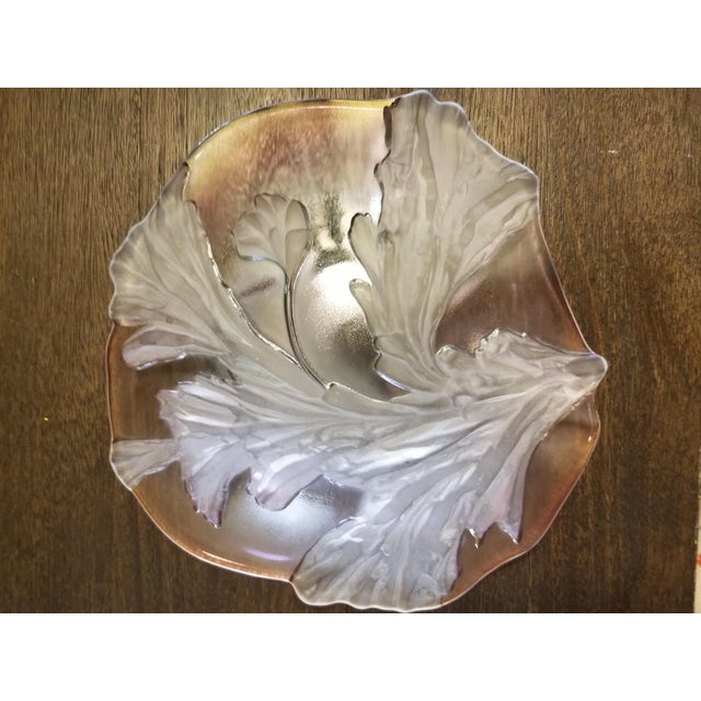 Savoir Vivre Artesia Nouveau Pink and Green Luster Crystal Dish For Sale - Image 10 of 12