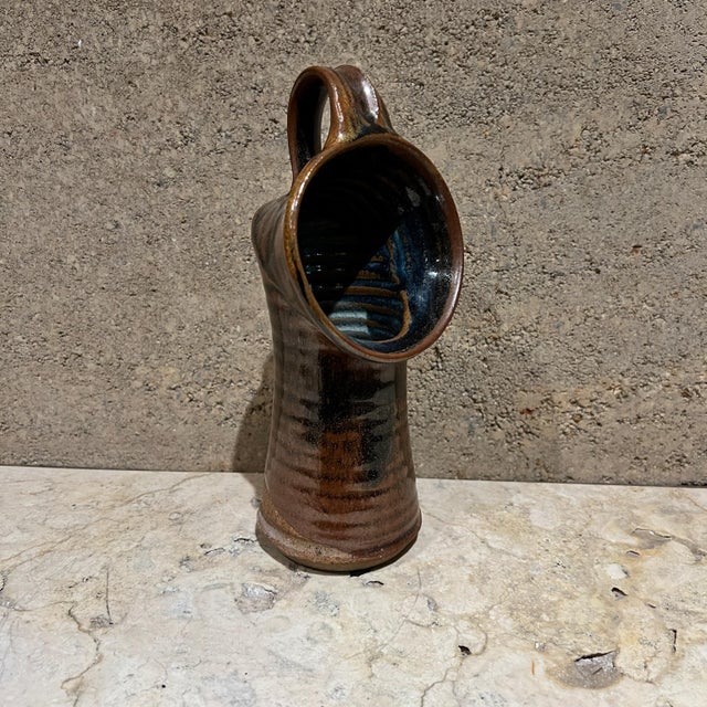Modern Studio Art Pottery Angled Flower Vase For Sale In San Diego - Image 6 of 11