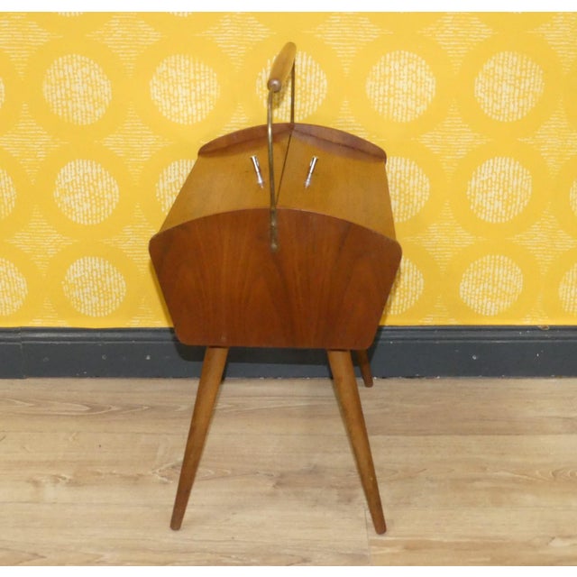 Sewing Basket in Wood on Legs, 1960s For Sale - Image 4 of 8