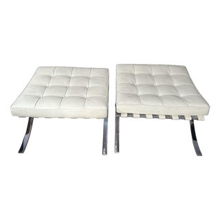 Barcelona Style Ottomans by Ludwig Mies Van Der Rohe for Knoll Inc., 1980s, Set of 2 For Sale