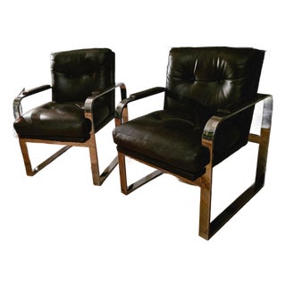 1965 American Modernist Flat-Bar Lounge Chairs for Bloomingdale’s - A Pair For Sale