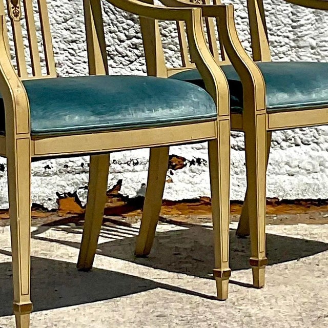 Vintage Regency Hand Painted Tromp L’oiel Swag Arm Chairs - a Pair For Sale - Image 11 of 13