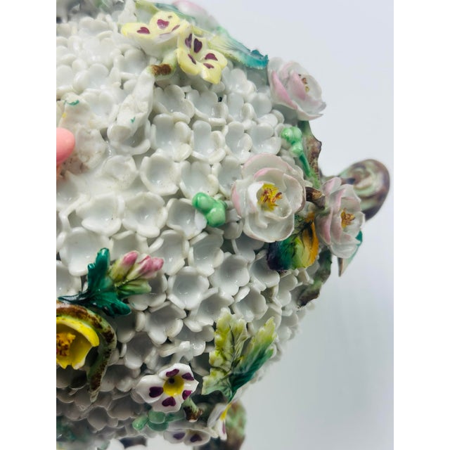 Porcelain Flower Encrusted Vase For Sale In Charleston - Image 6 of 10