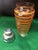This stylish large Art Deco Anchor Hocking cobbler-style cocktail shaker is in the "Banded Rings" or "Rings" pattern....