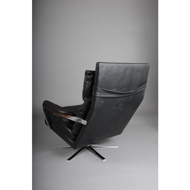Set of Vintage Lounge Chair and Ottoman in Black Leather by Arne Norell, 1960s For Sale - Image 11 of 18