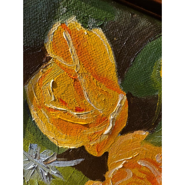 Expressionism George T. Chakos Little Gem Series: "Three Begonias With Three Friends", Framed For Sale - Image 3 of 5