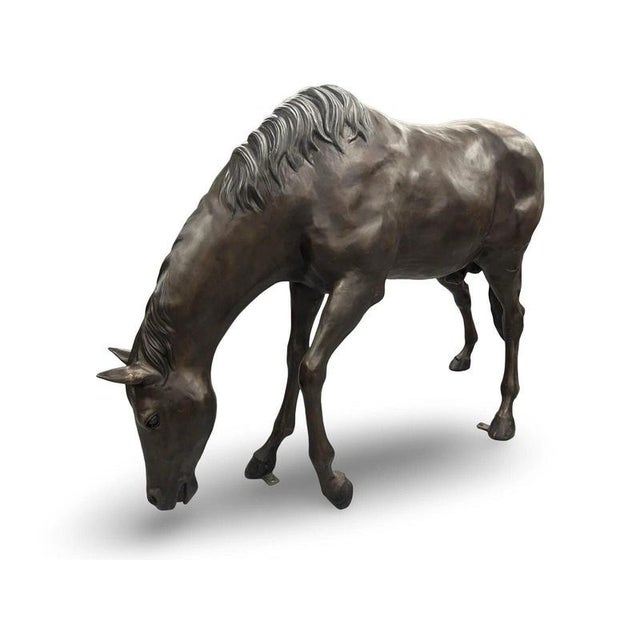 Bronze Grazing Horse Garden Sculpture For Sale - Image 15 of 17