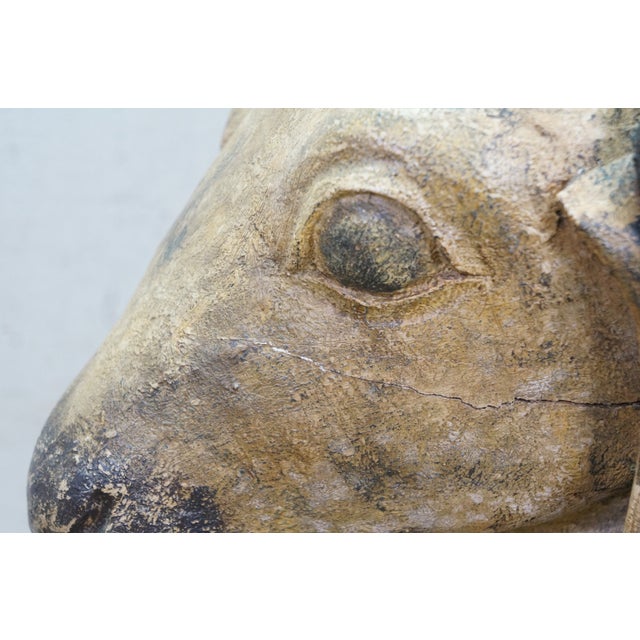 Vintage Indo Persian Carved Wood Ram Head Bust Sculpture on Stand 18" For Sale - Image 6 of 16