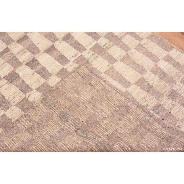 Cream Nazmiyal Collection Cream and Tan Geometric Modern Runner Rug For Sale - Image 8 of 8