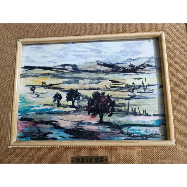 Ricardo Roca, Landscapes of Spain, 1920s, Paintings, Framed, Set of 2 For Sale - Image 6 of 7