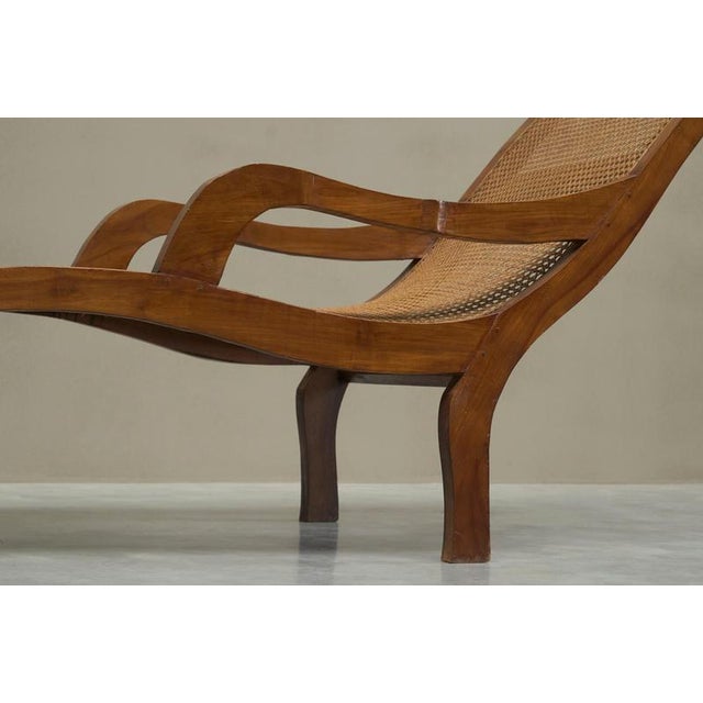 Sculptural Colonial Chaise Lounge in Wood and Webbing, 1930s For Sale - Image 3 of 15
