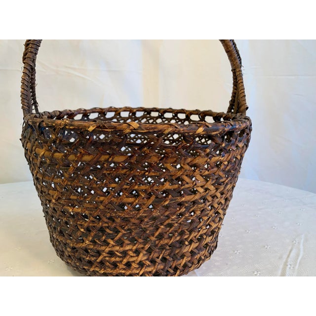 Antique Primitive Gathering Basket For Sale - Image 4 of 11