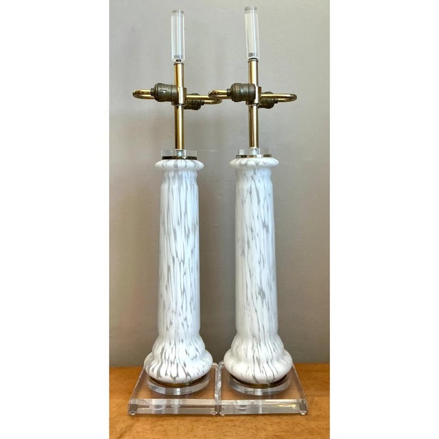Vintage Italian Glass Table Lamps - A Pair For Sale - Image 12 of 12