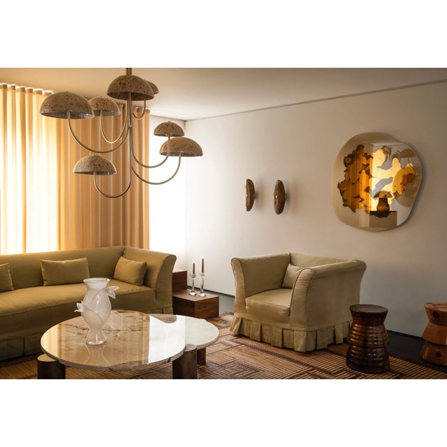 Ben & Aja Blanc Pair of Durga Sconces, Ceramic, Glazes, Brass & Lighting Components For Sale - Image 4 of 8