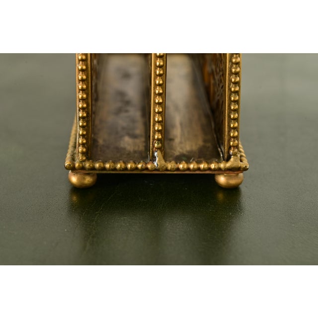 Tiffany Studios New York Grapevine Pattern Bronze Doré and Favrile Slag Glass Letter Rack For Sale - Image 11 of 15