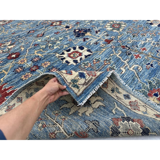 Textile Cornflower Blue Oushak Rug 8x10 For Sale - Image 7 of 9