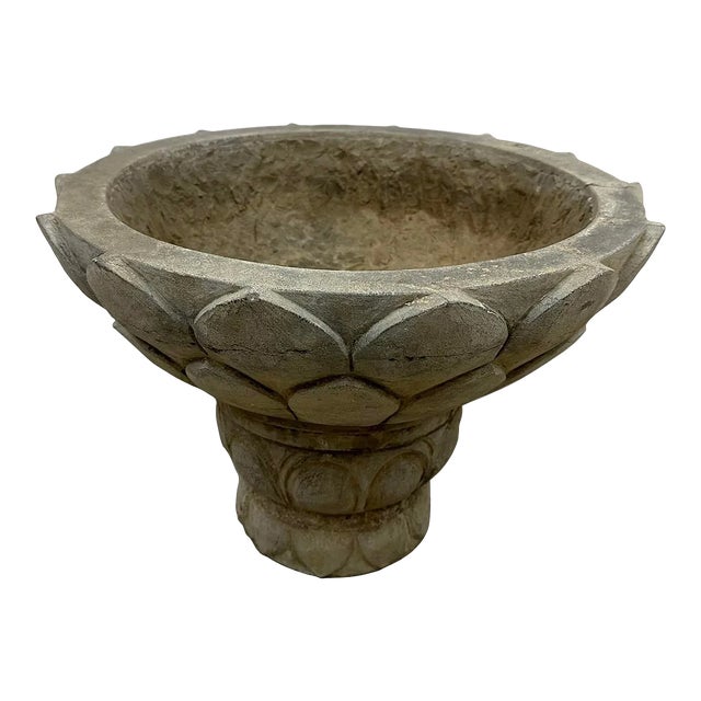 Vintage Chinese Hand Chiseled Stone Planter For Sale