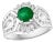 1.5 Carat Round Cut Emerald and 1.2 Carat Diamond Ring 18 Karat White Gold For Sale