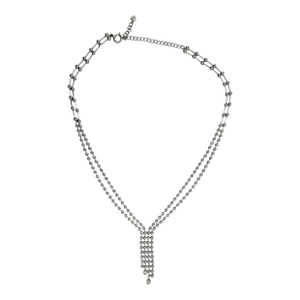 Double Row Tennis Necklace - 18k (750) White Gold Natural VVS Diamond