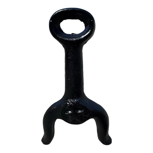 Antique Heavy Cast Iron Loop Top Fireplace Andirons Fire Dogs Pair Early 1900s For Sale - Image 11 of 17