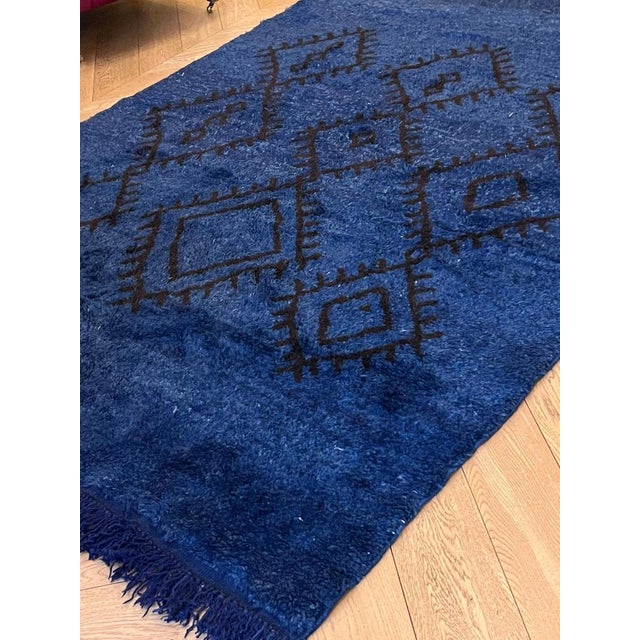 Blue Berber High Pile Rug, 1970s For Sale - Image 8 of 11