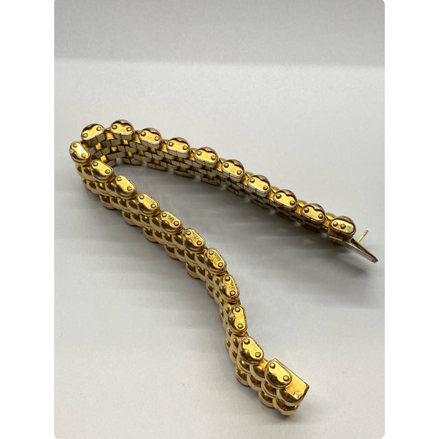 1940s Vintage 5 Row Panther Link Bracelet 1940’s Swiss Plaque For Sale - Image 5 of 6