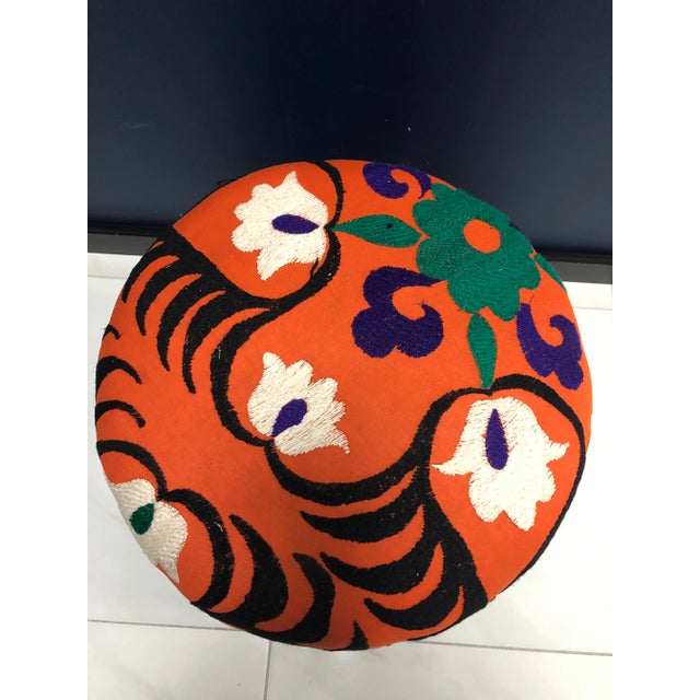 1960s Modern Turkish Handwoven Suzani Ottoman For Sale - Image 10 of 11