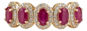 14k Gold Vintage Inspired 1.5ct Ruby & Diamond Halo Wedding Band Ring Size 4
