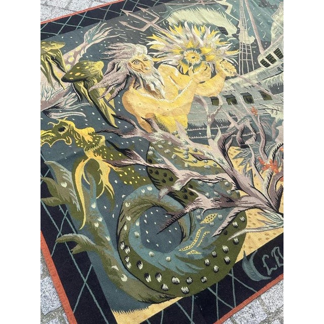 The Sunken Nave Tapestry from Aubusson, 1930s For Sale - Image 16 of 18