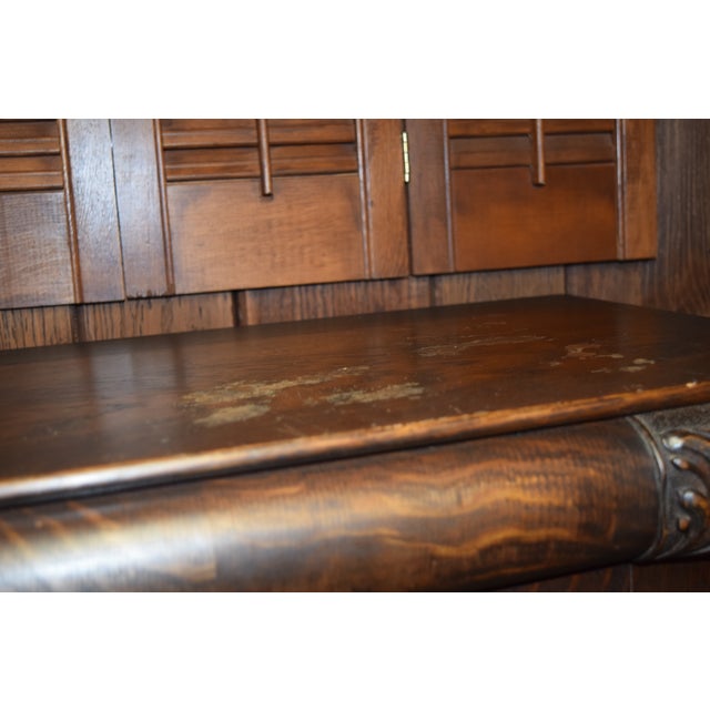 Wood Vintage Victorian Bookcase With Leaded Glass Doors For Sale - Image 7 of 10