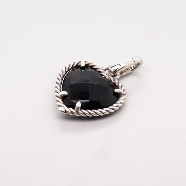 David Yurman Sterling Silver & Onyx Figural Heart Pendant / Pendant Enhancer For Sale In Philadelphia - Image 6 of 12