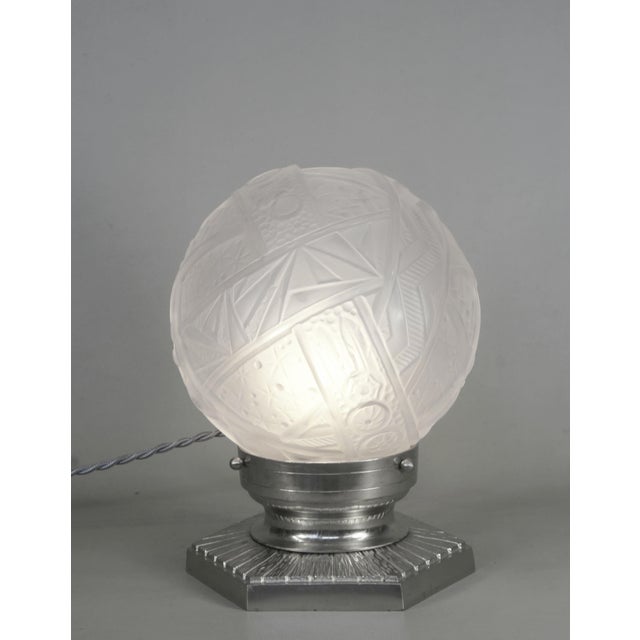 French Art Deco Table Lamp by Petitot & Muller Freres 1930 France For Sale - Image 6 of 13