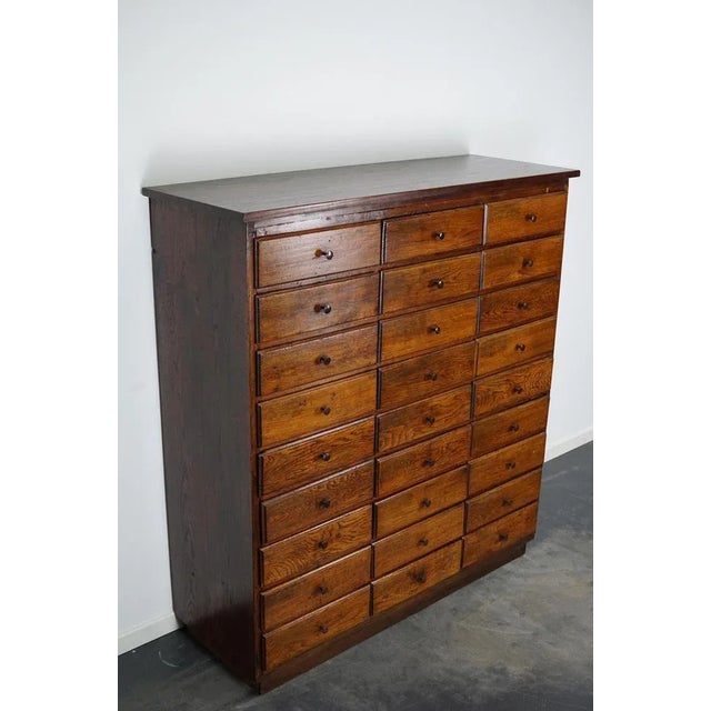 Industrial Antique French Early 20th Century Oak Apothecary Cabinet For Sale - Image 3 of 18